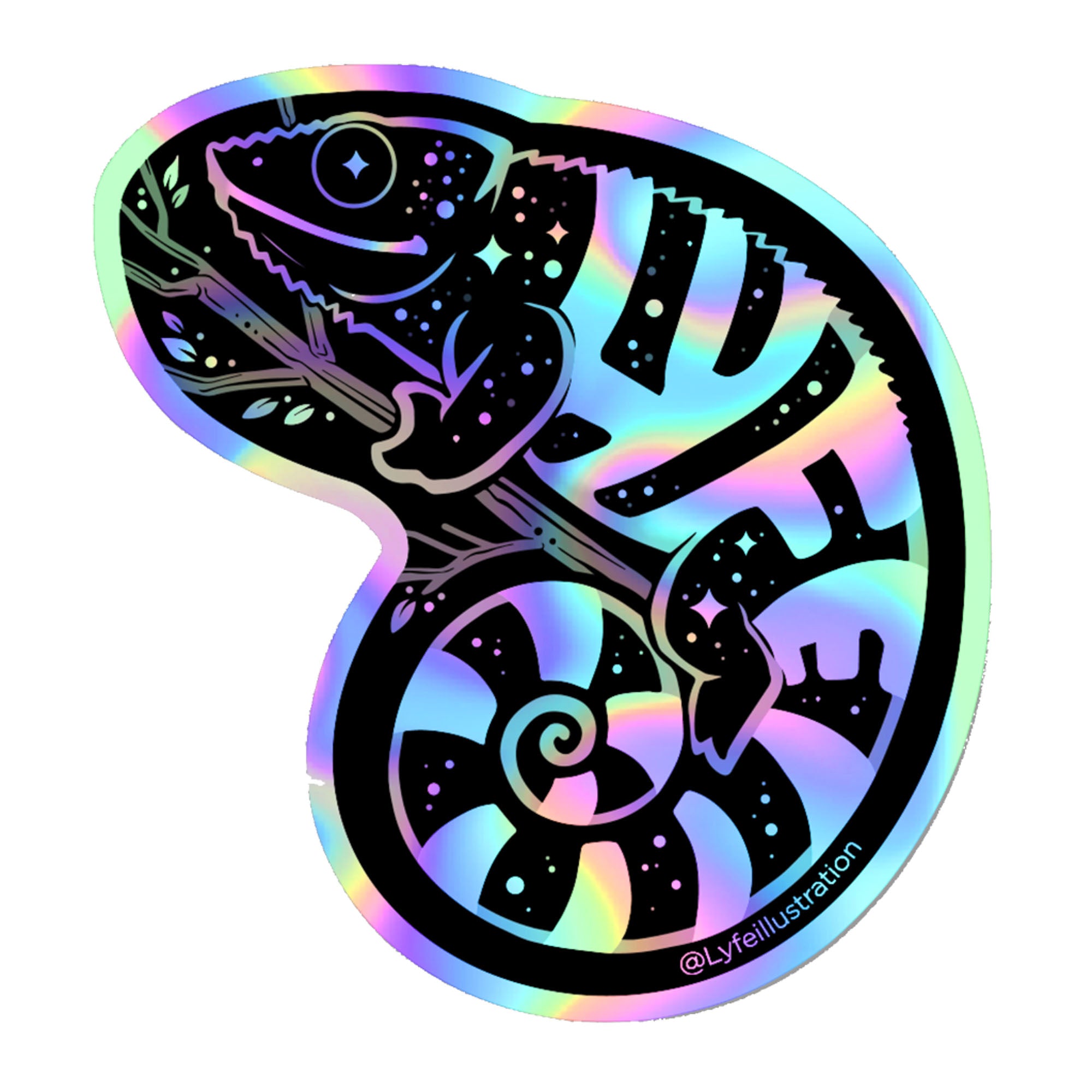 Holographic Galaxy Chameleon Sticker