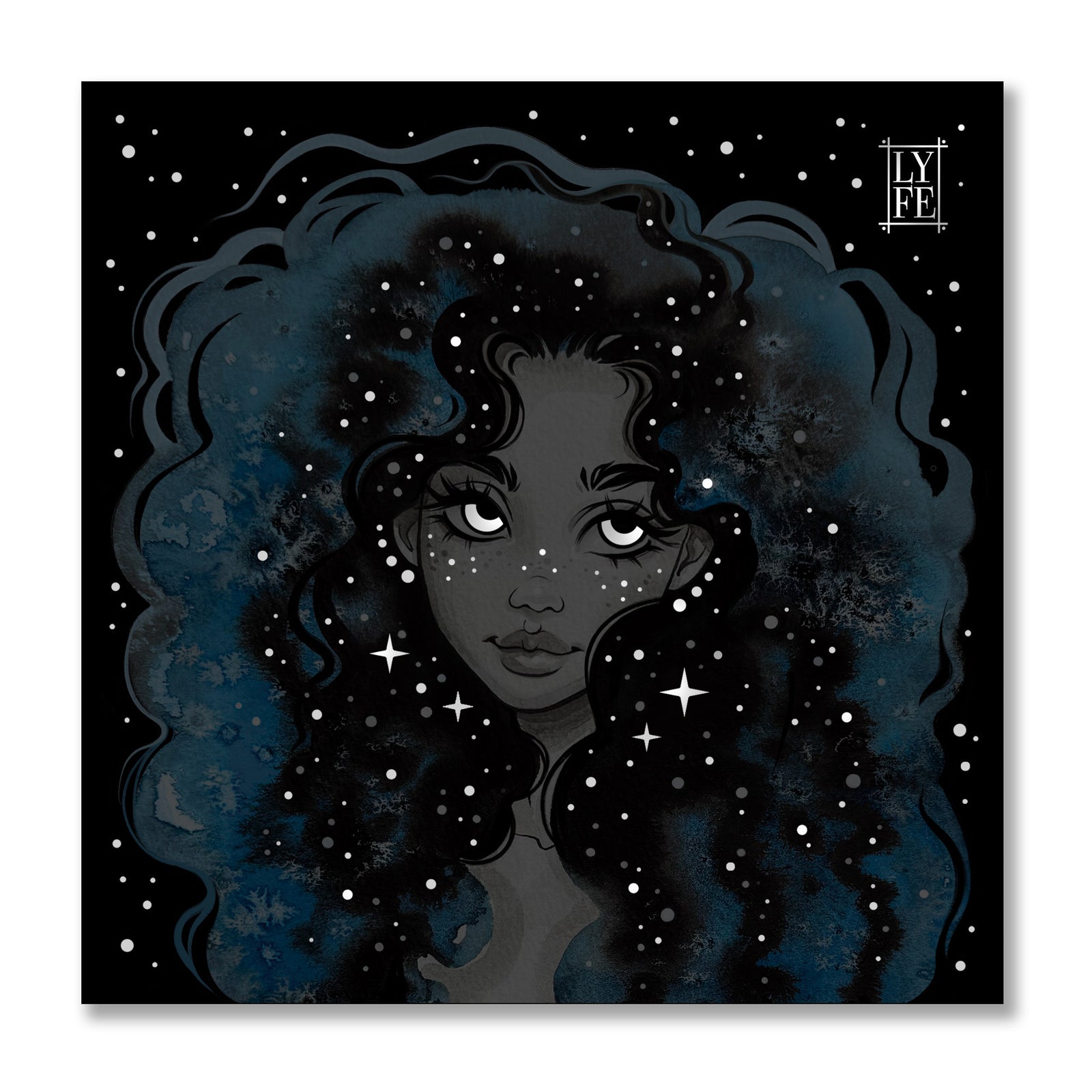 Blue Galaxy Girl Print