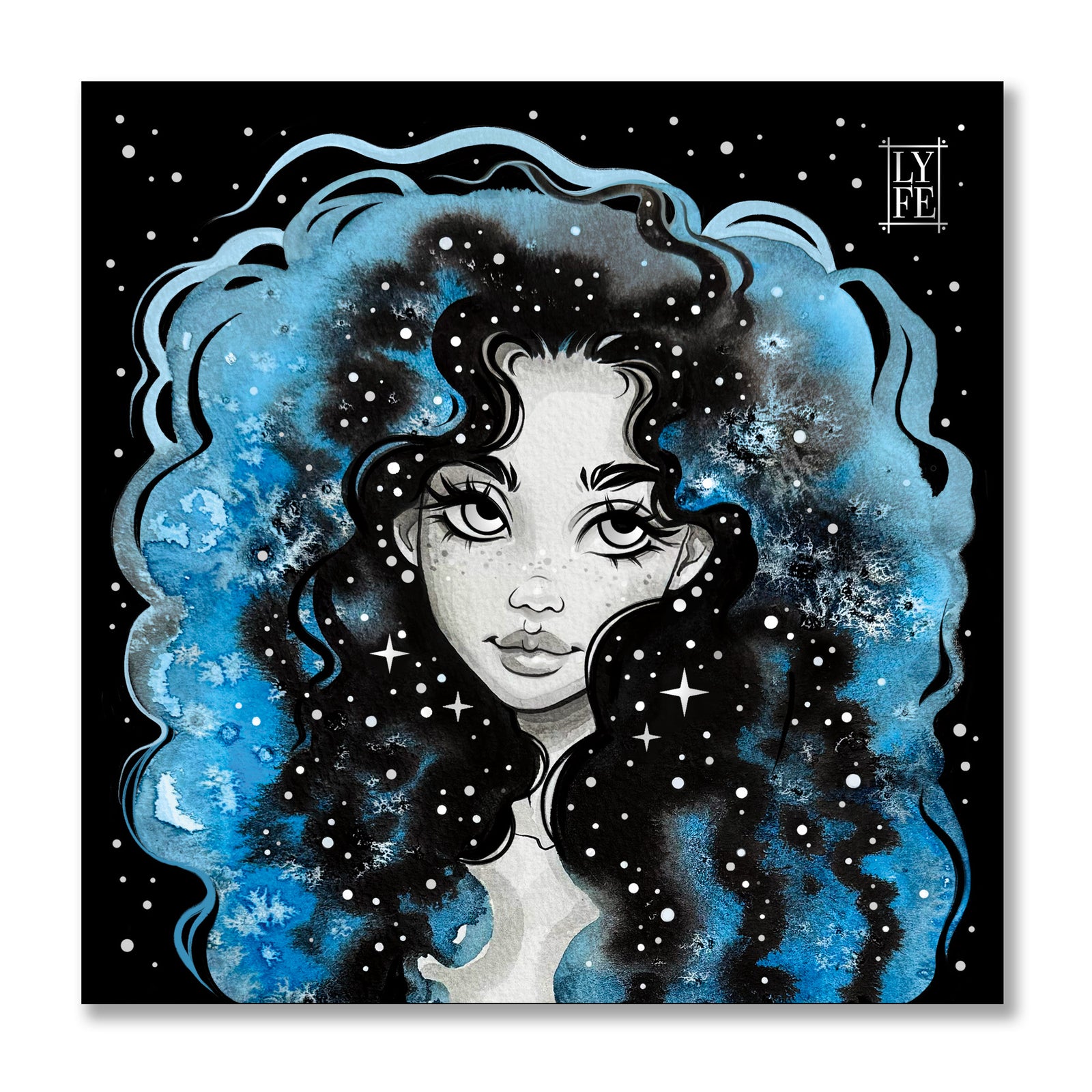 Blue Galaxy Girl Print