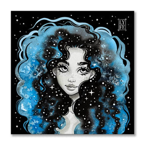 Blue Galaxy Girl Print