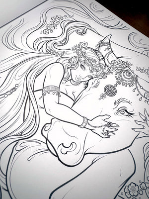 Lunar Zodiac Art & Coloring Book + Digital Download Bundle - DELUXE Version of Dover Published "Lunar"