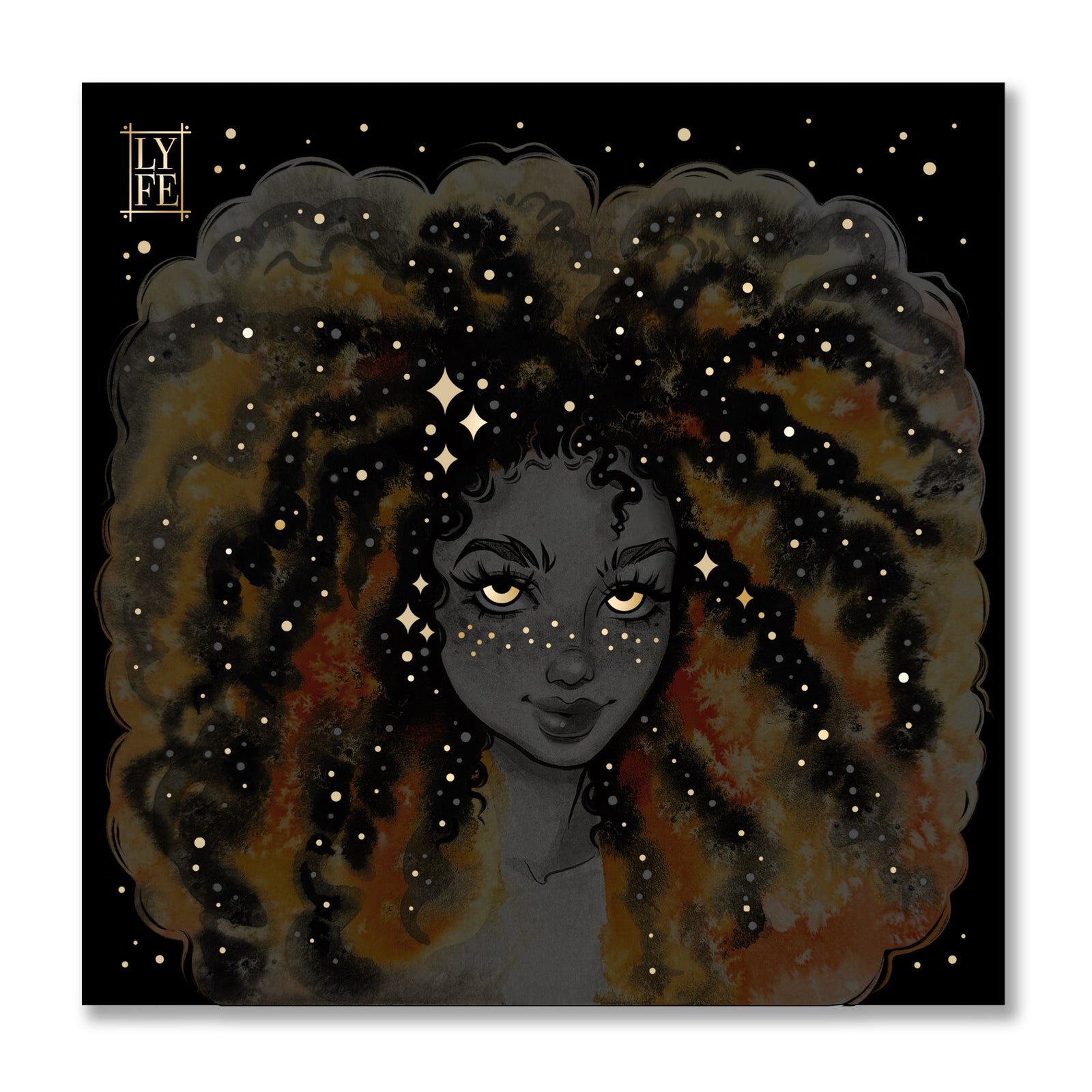 Orange Galaxy Girl Print