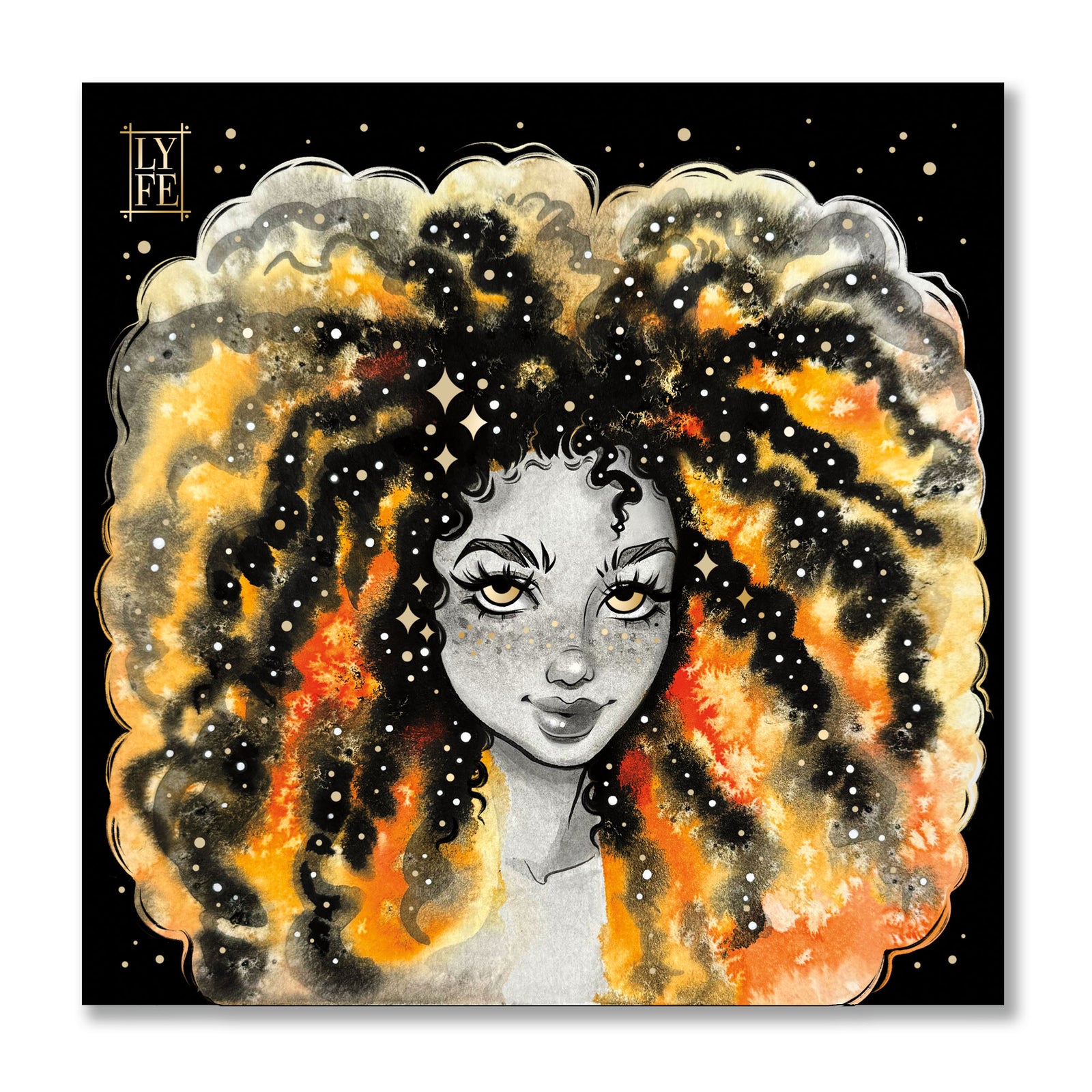 Orange Galaxy Girl Print