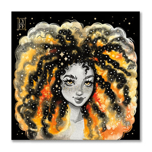 Orange Galaxy Girl Print