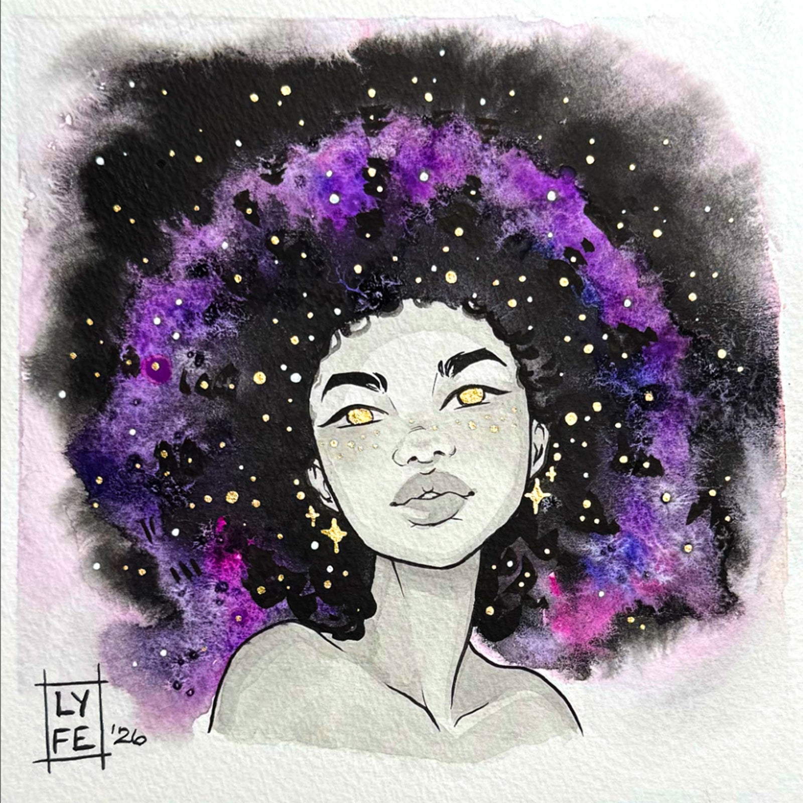 Purple Galaxy Girl Original Painting