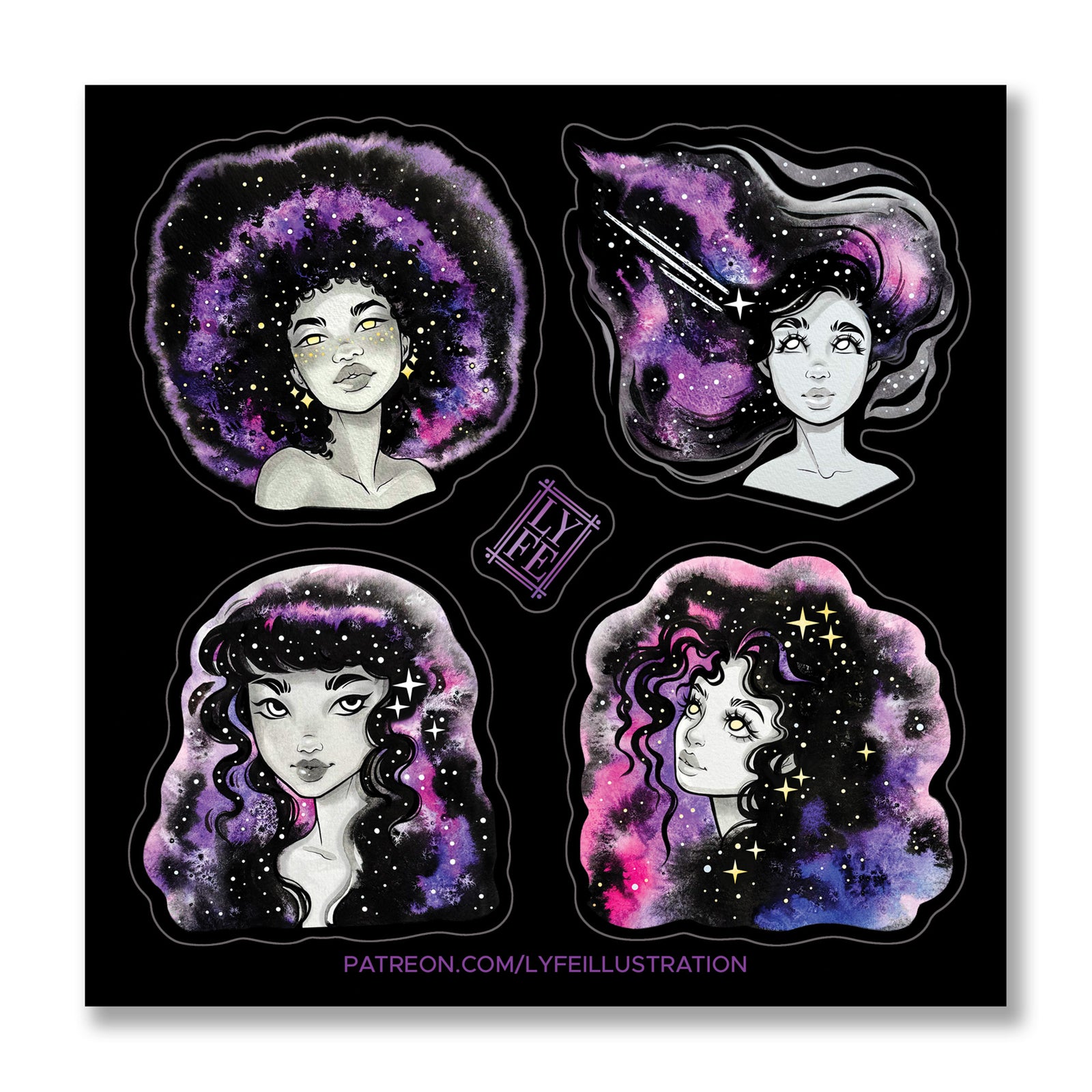 Purple Galaxy Girl Sticker Sheet