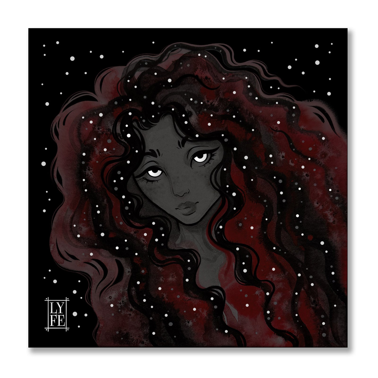 Red Galaxy Girl Print