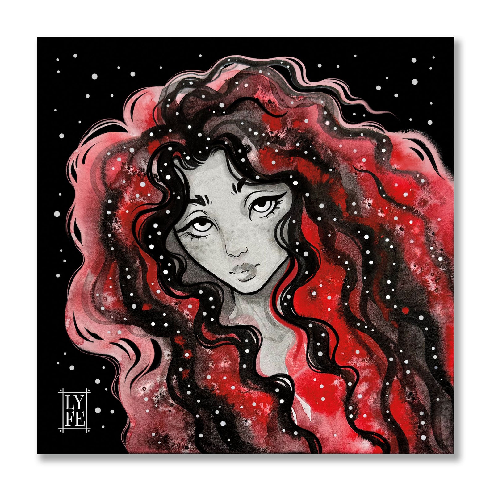 Red Galaxy Girl Print