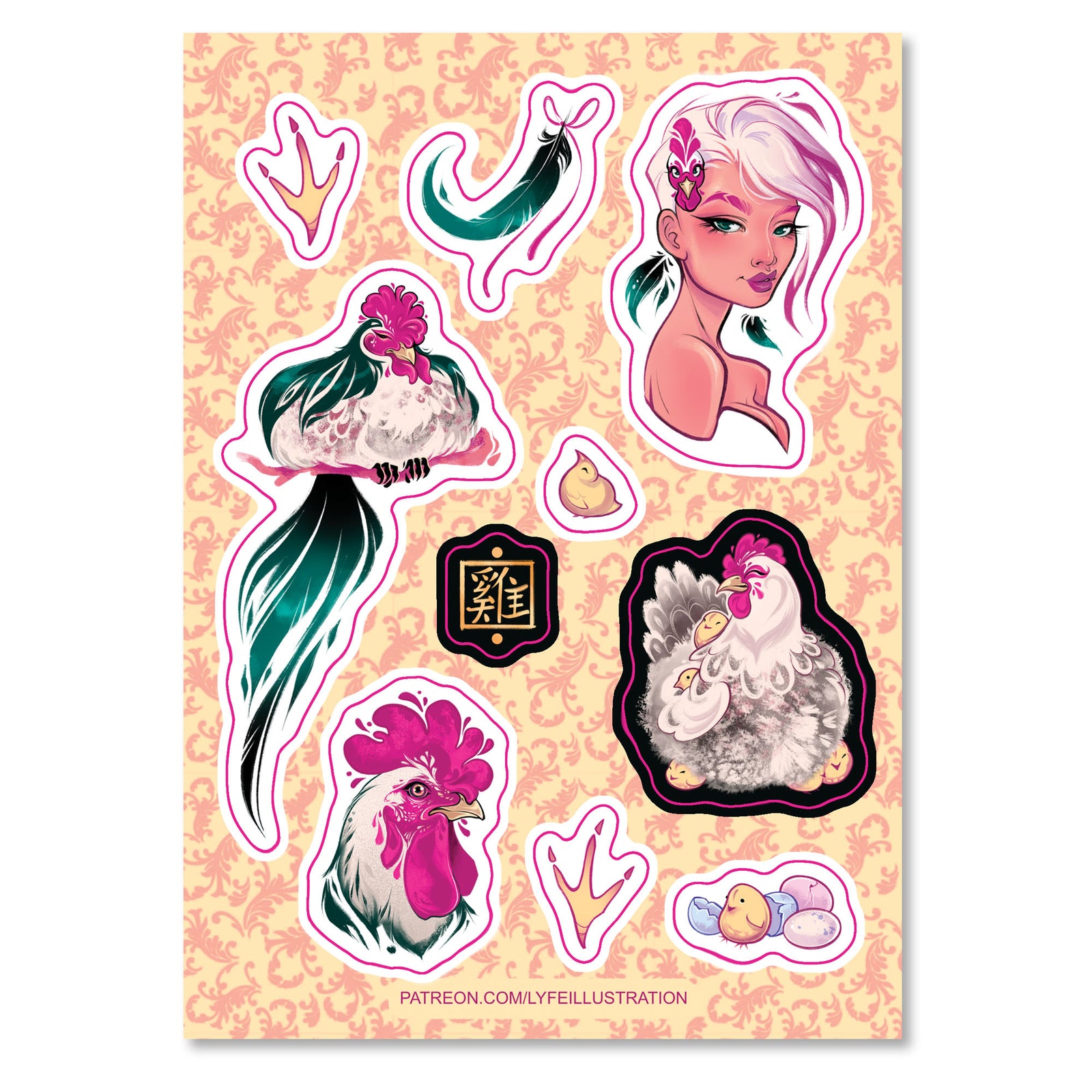 The Rooster Zodiac Sticker Sheet