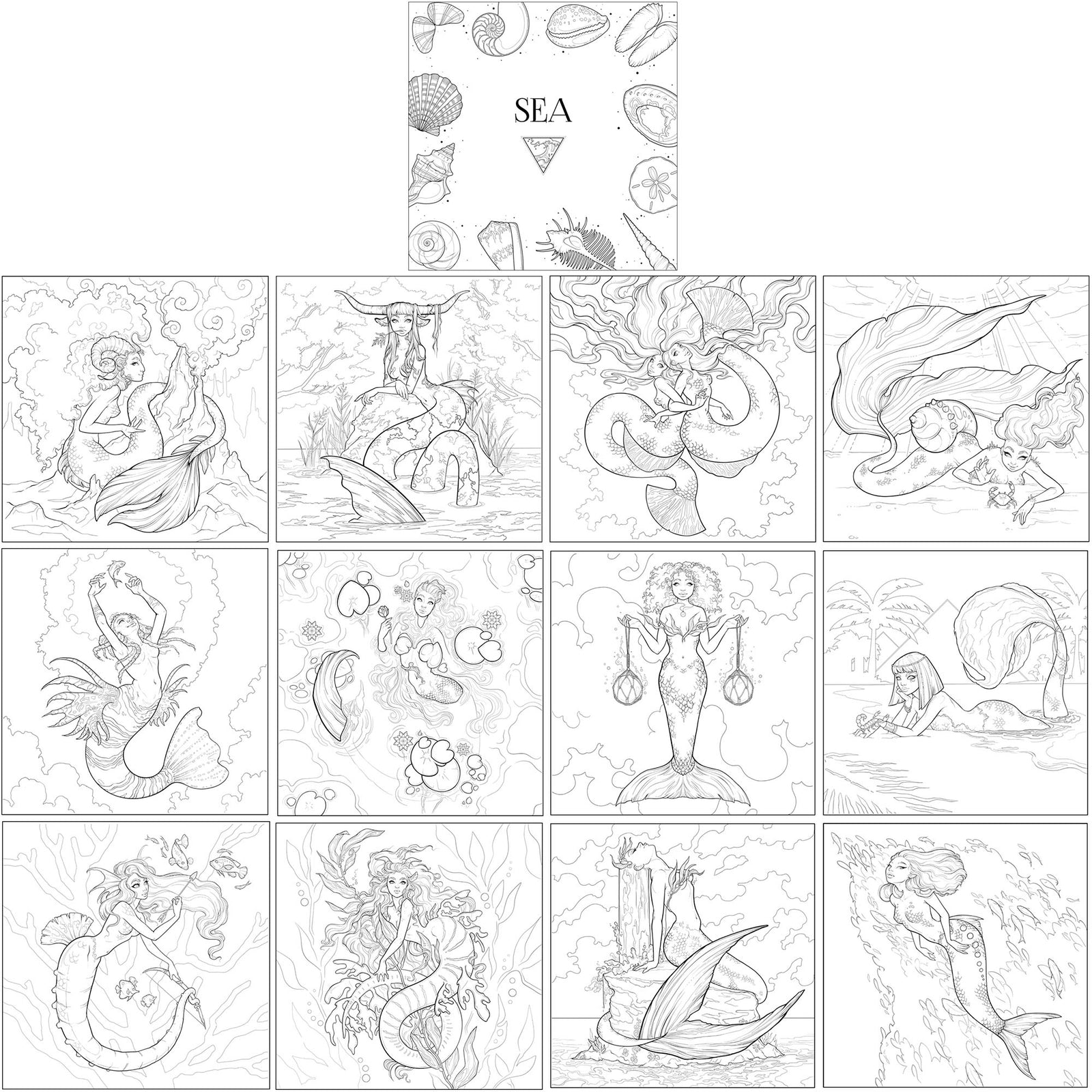 "Sea to Sky" Astrology Art & Coloring Book Digital Download - DELUXE Version of "Oceans to Stars"