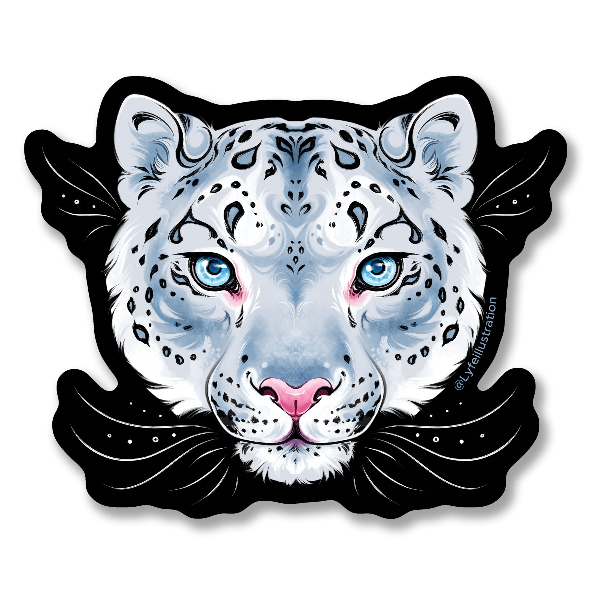 Silver Snow Leopard Sticker