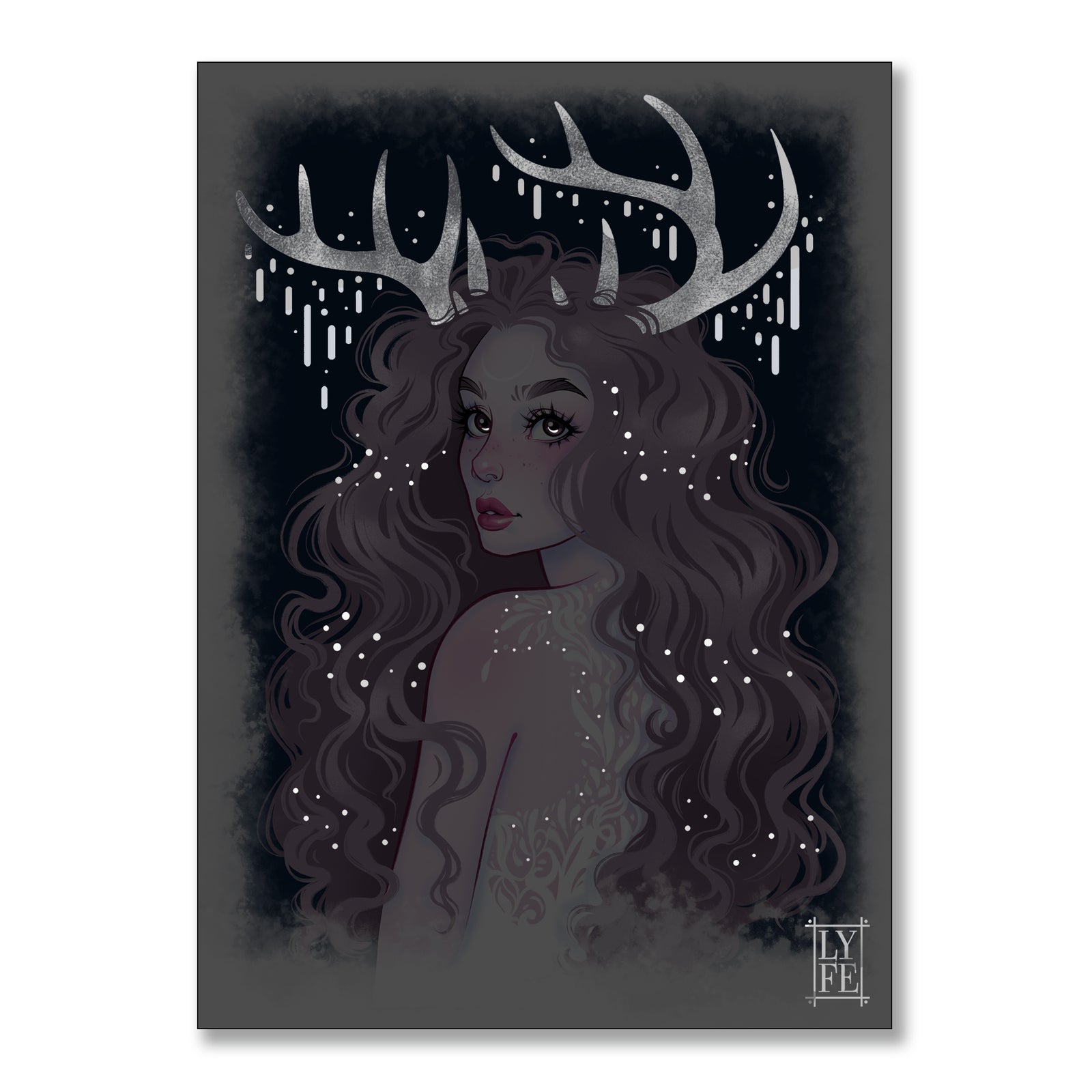 Snow Deer Girl Print