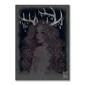 Snow Deer Girl Print
