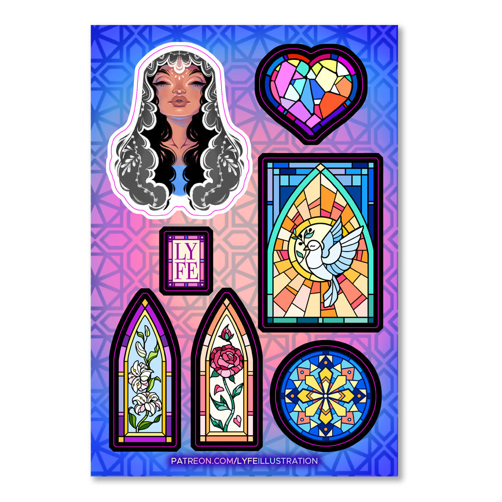 Stained Glass Sticker Sheet - Foil