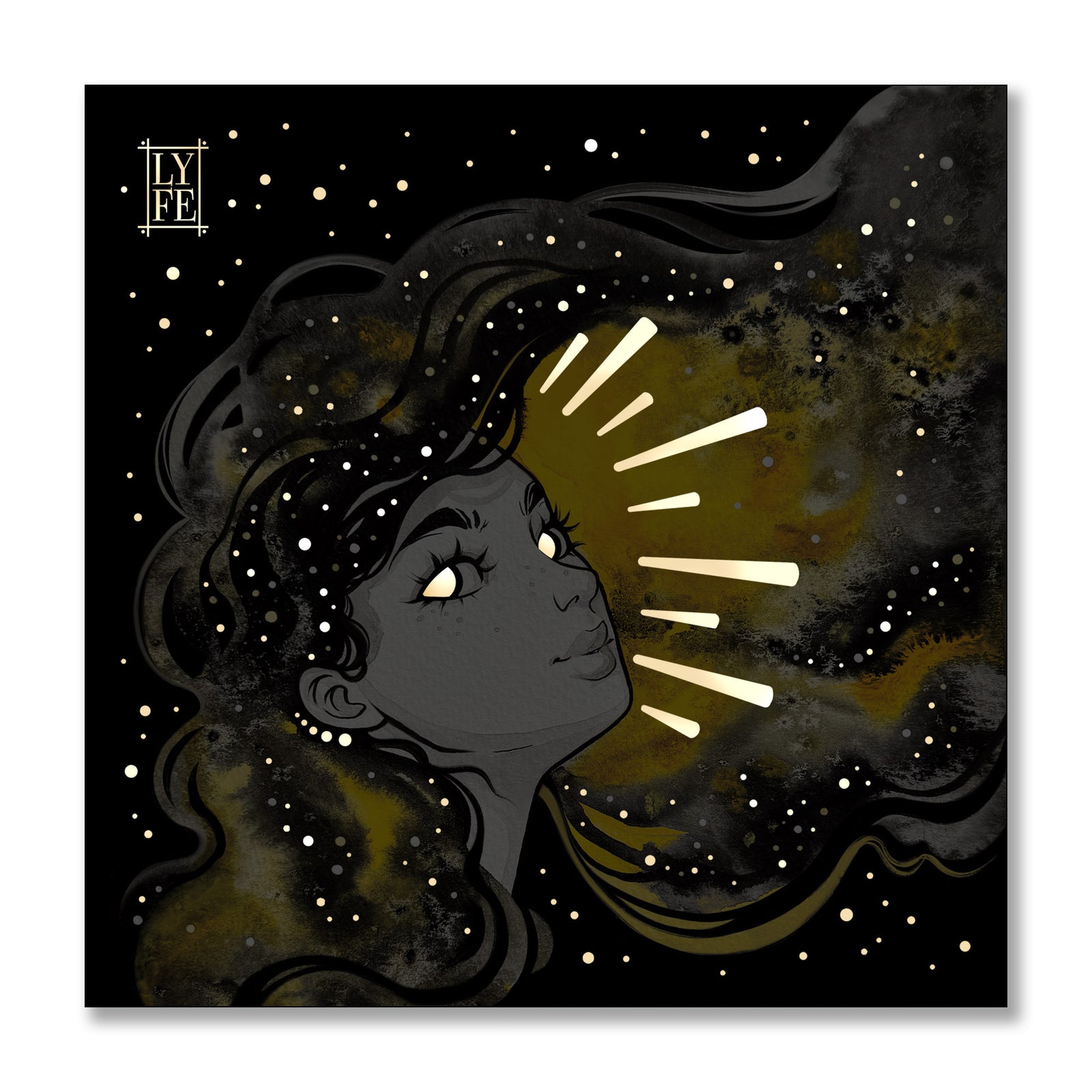 Yellow Galaxy Girl Print