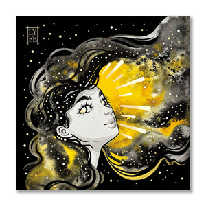 Yellow Galaxy Girl Print