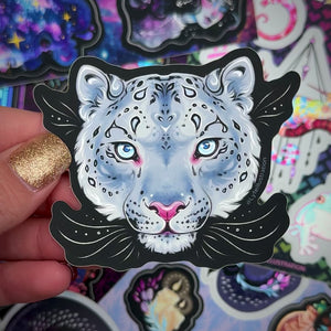 Silver Snow Leopard Sticker