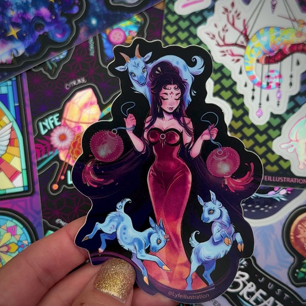 The Goat Zodiac Sticker - Lyfe Illustration