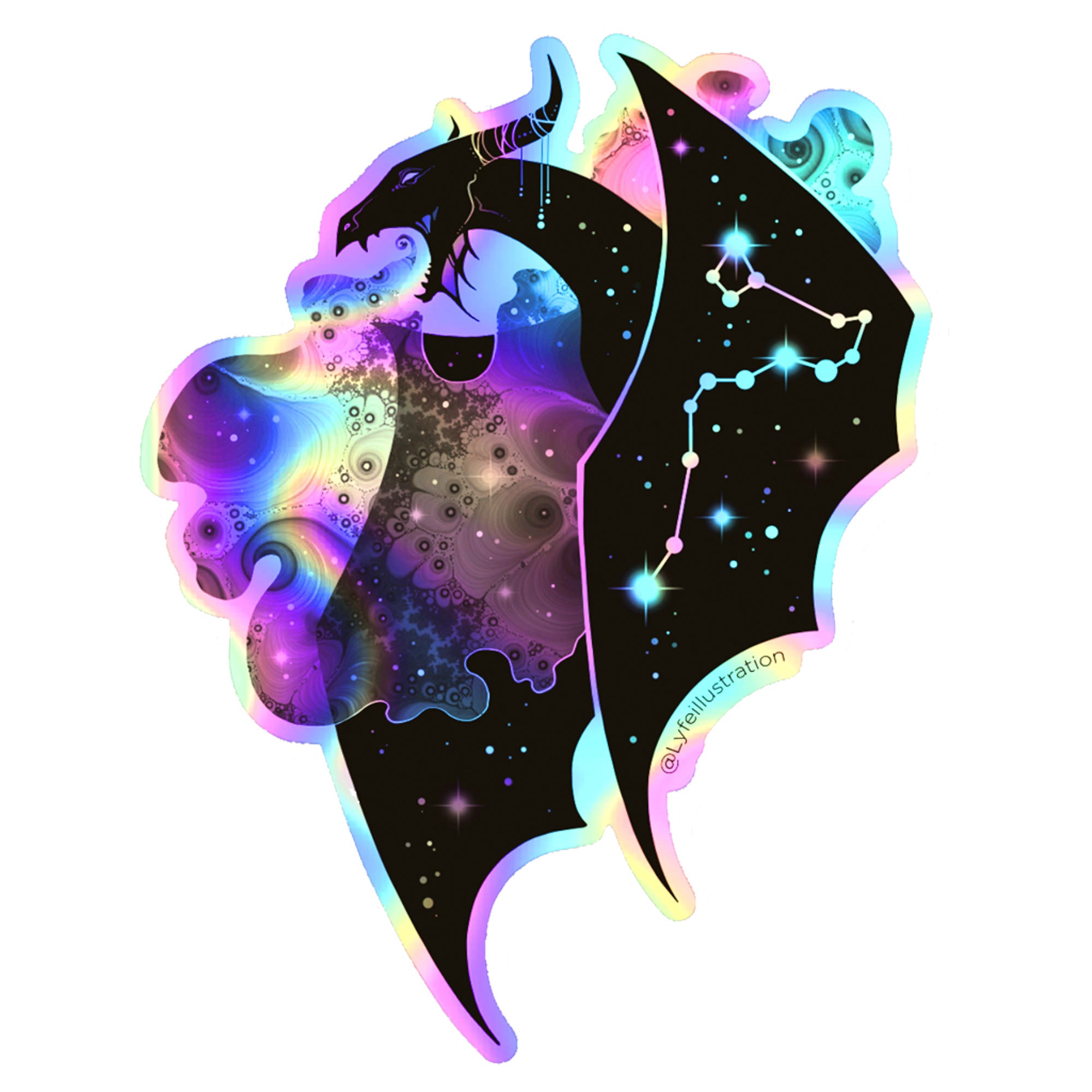 Holographic Galaxy Dragon Sticker