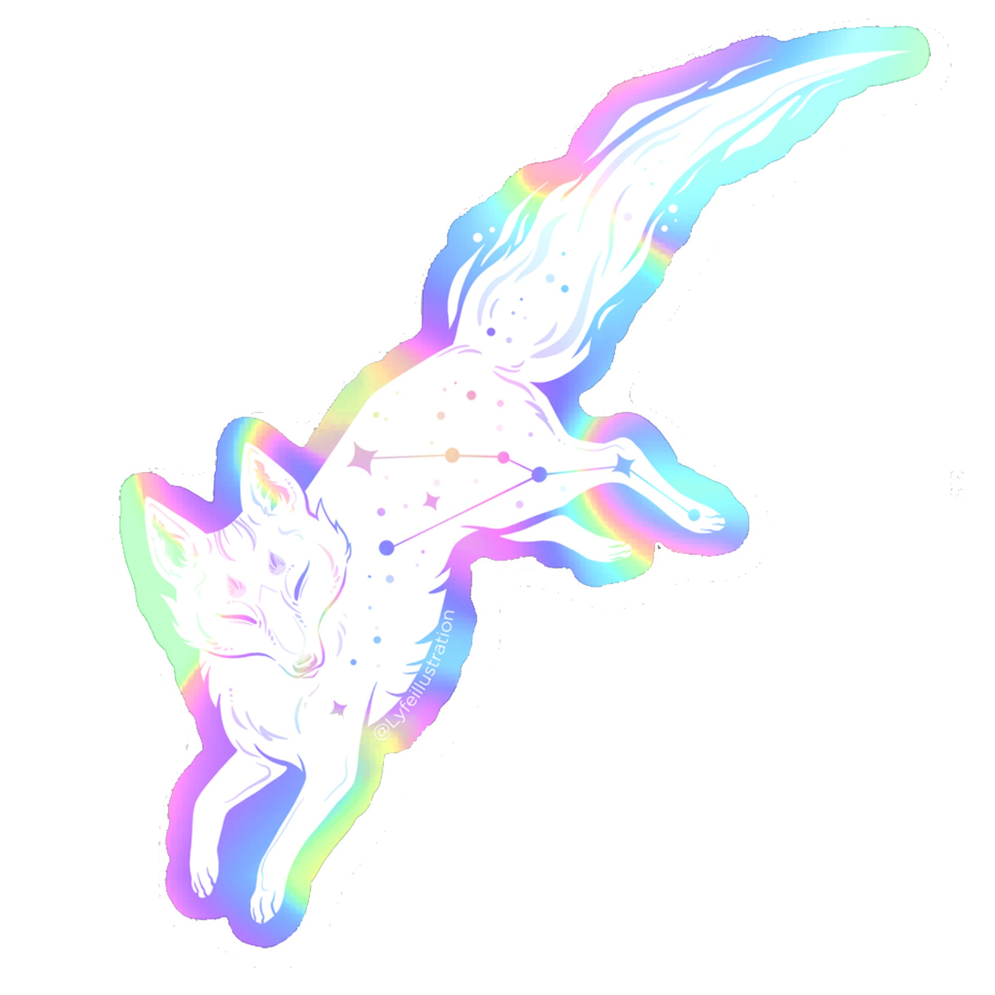 Holographic Galaxy Fox Sticker - Lyfe Illustration
