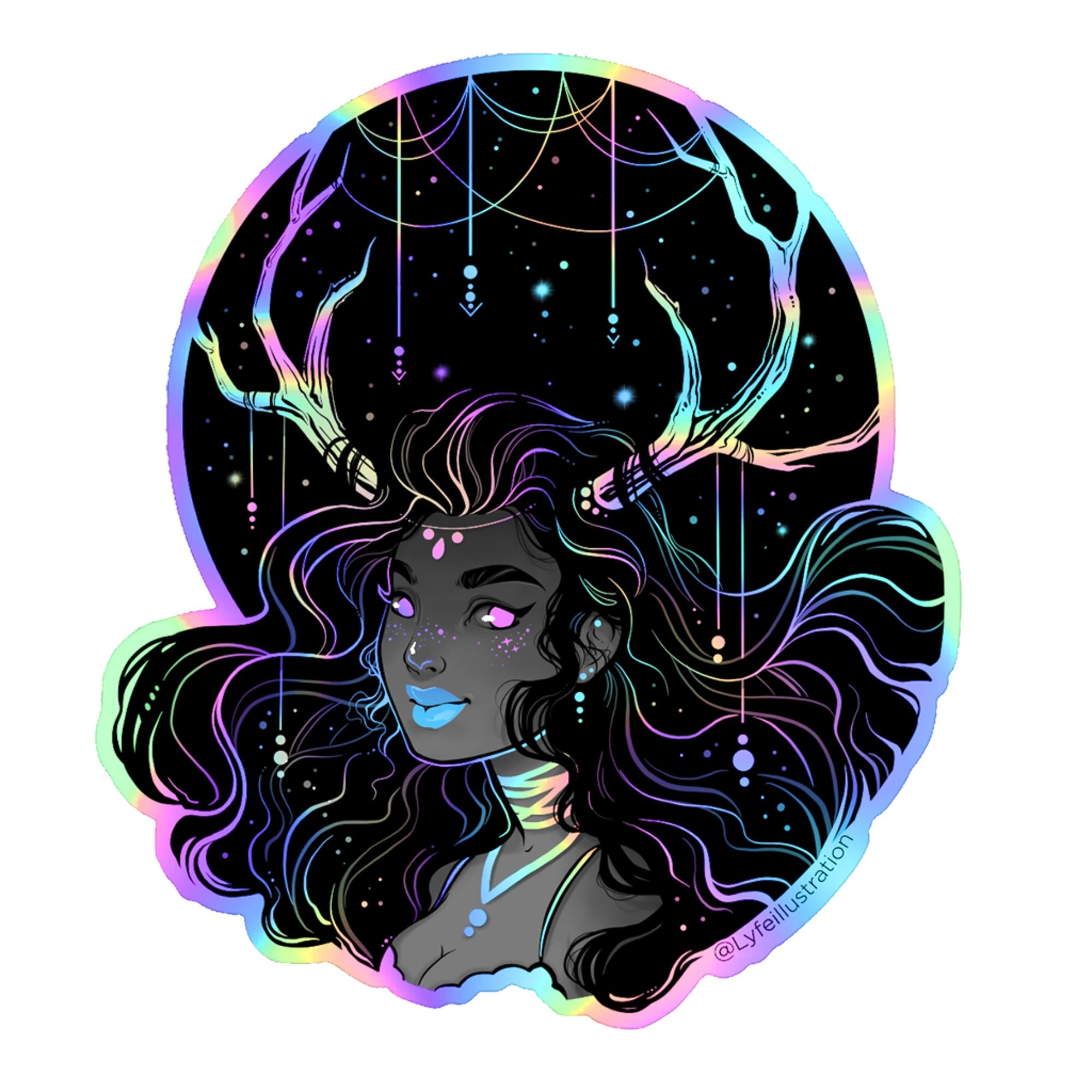 Holographic Galaxy Girl Sticker