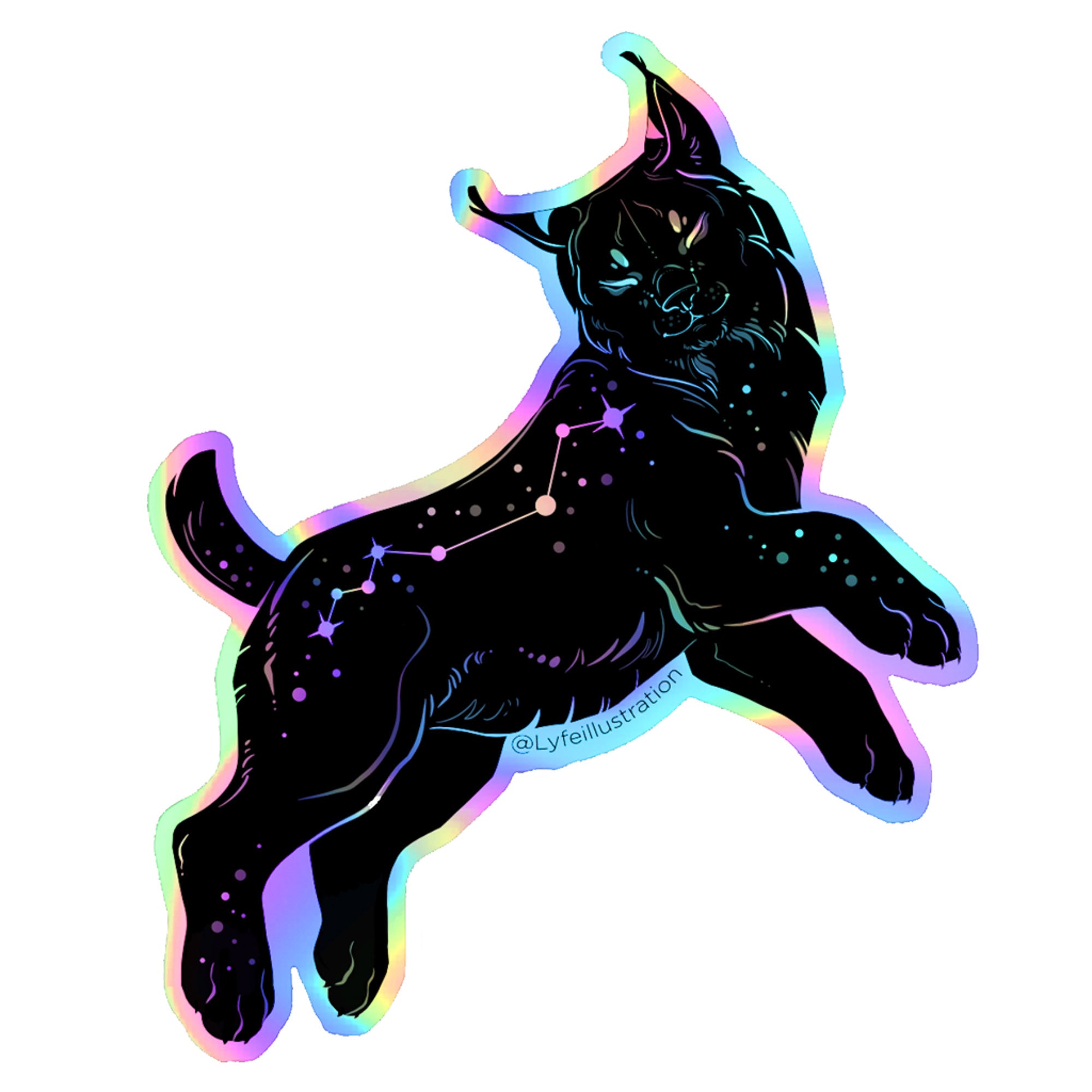 Holographic Galaxy Lynx Sticker