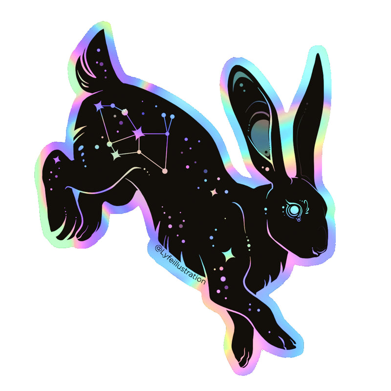 Holographic Galaxy Rabbit Sticker - Lyfe Illustration