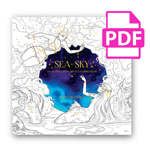 Sea to Sky Astrology Art & Coloring Book Digital Download - DELUXE Version of "Oceans to Stars"
